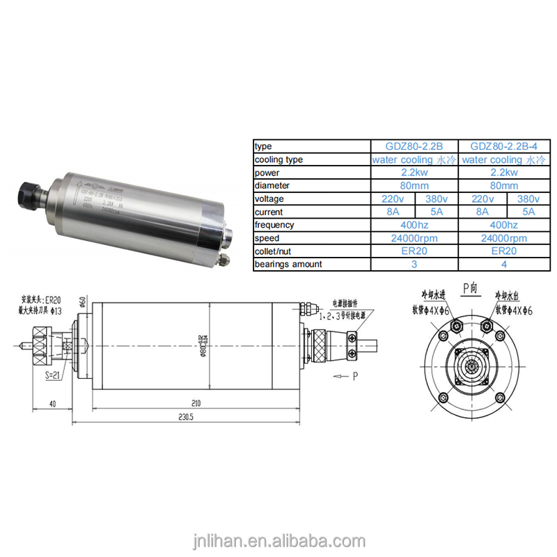 2,2 kW 220V Su Soğutmalı CNC R - 2.2Kw Water Cooled Spindle Kit Vfd incelemesi ve fiyatı