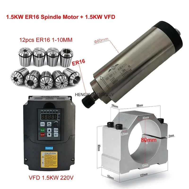 Hava Soğutmalı 800W 1500W 2200 - Er20 Collet Chuck Spindle Motor 220V incelemesi ve fiyatı